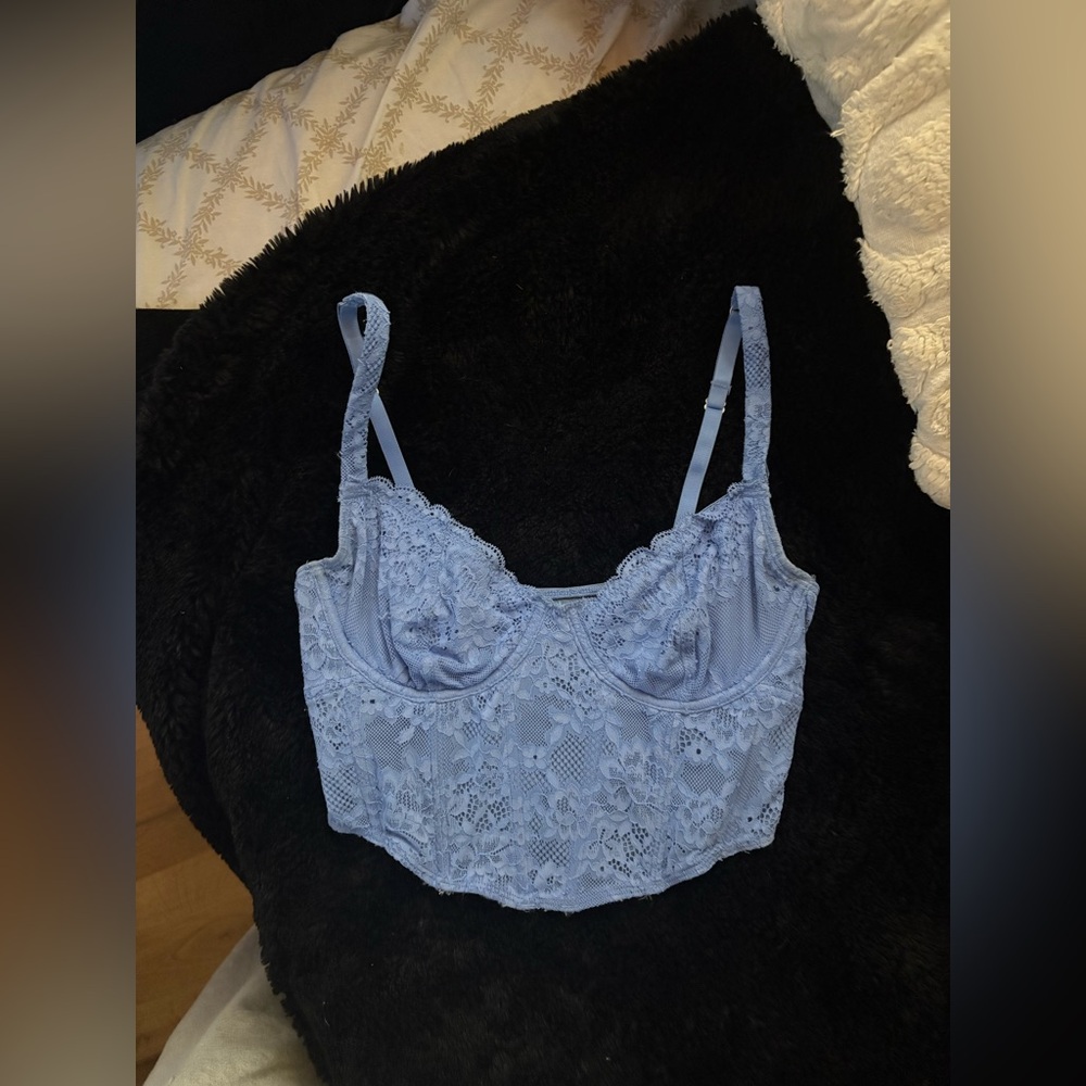 Hollister Lace Corset Top in Light Blue